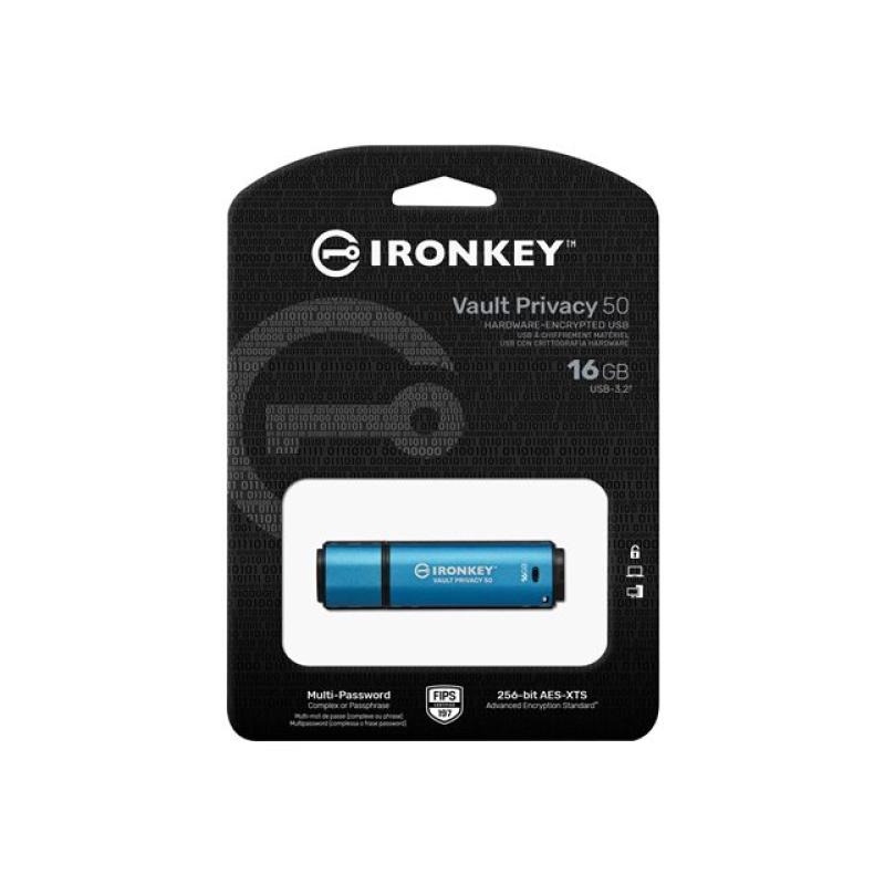 Memoria usb 3.2 kingston 16gb ironkey vault privacy 50 series