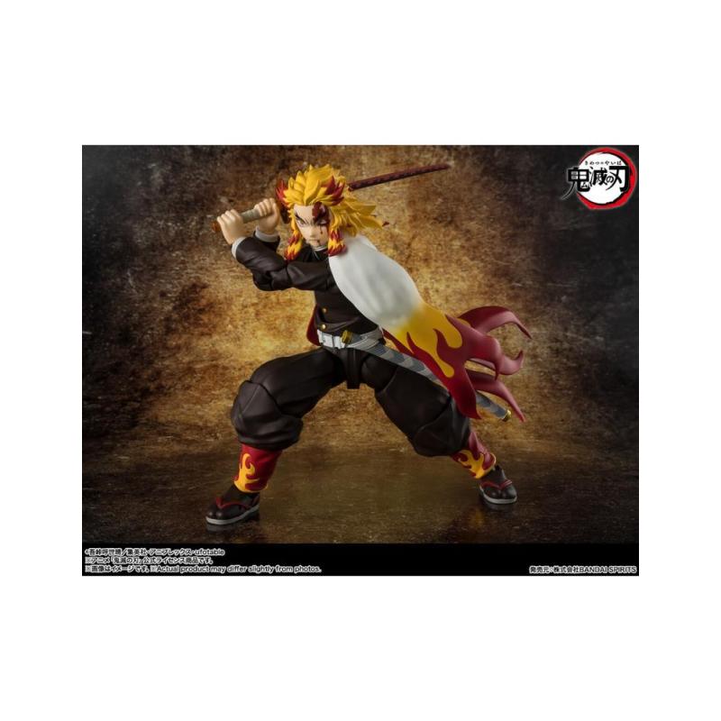 Kyojuro rengoku figura 15 cm demon slayer: kimetsu no yaiba sh figuarts