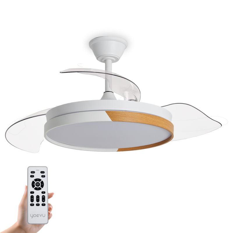 Yoevu - nature white ventilador de techo con luz led motor dc | 3 tónalidades de color|6 velocidades |temporizador |función vera