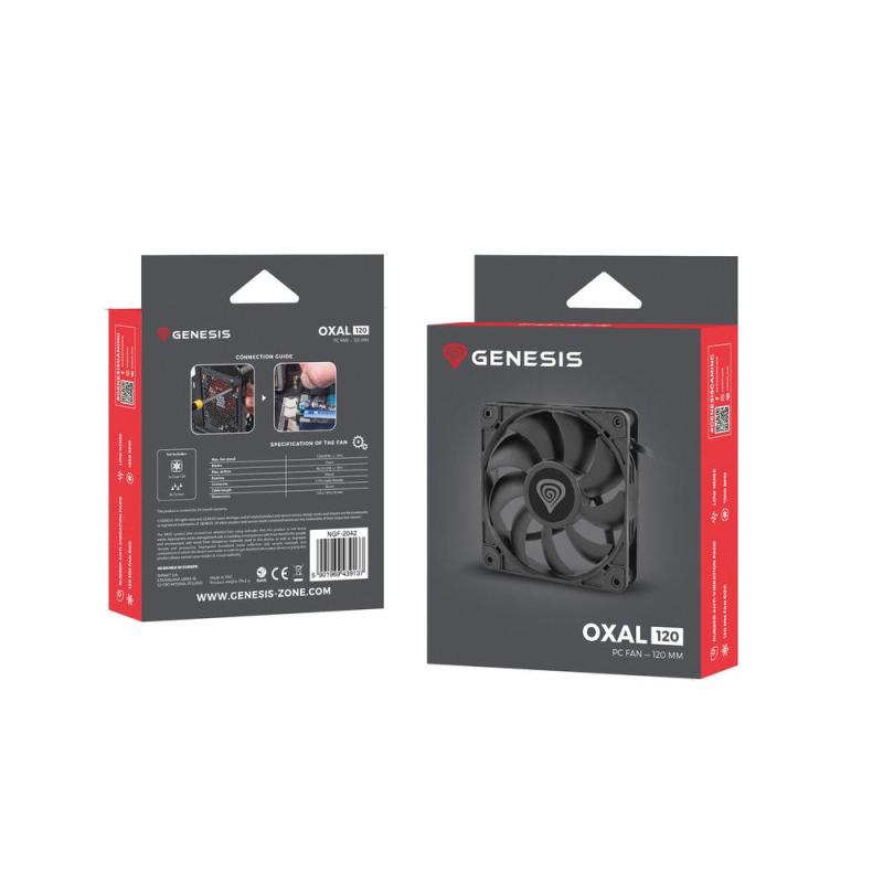 Ventilador caja genesis oxal 120 negro 120mm