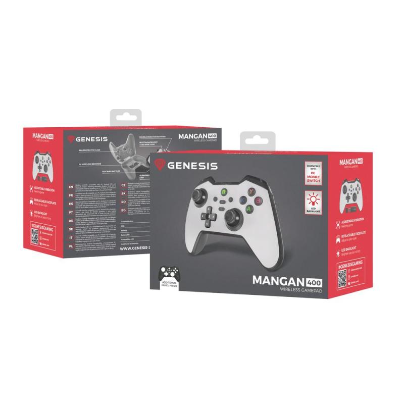 Gamepad genesis mangan 400 inalambrico para pc - switch - mobile blanco