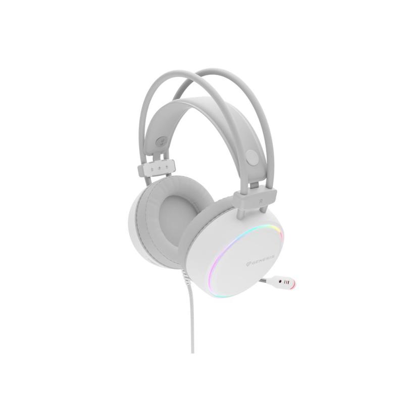 Auriculares gaming genesis neon 613 mini jack usb tipo a blancos