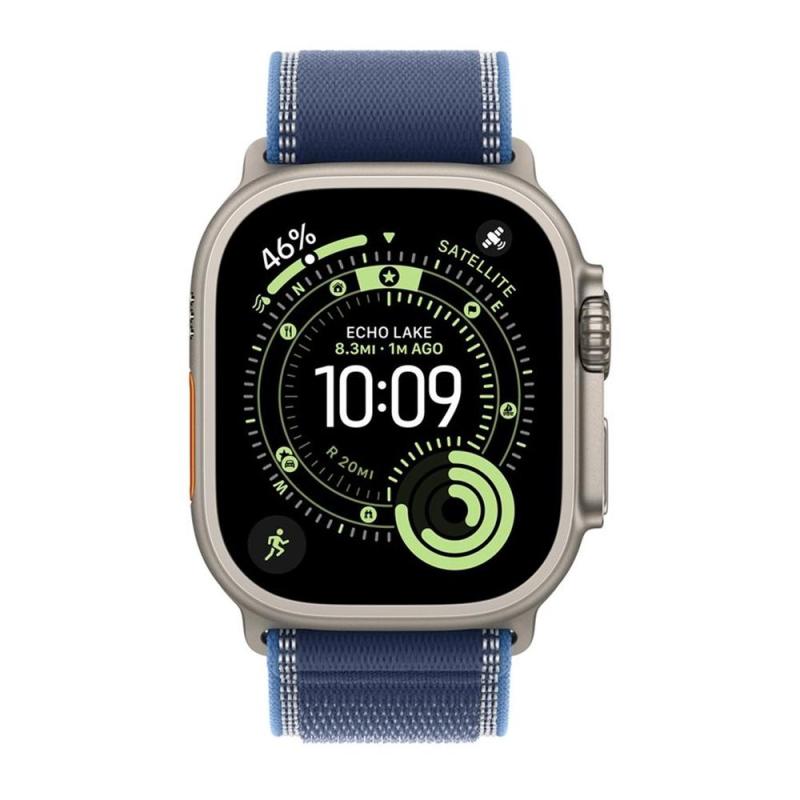 Smartwatch apple watch ultra 3 gps + cellular 49mm natural titanium case blue - bright blue trail loop - m - l