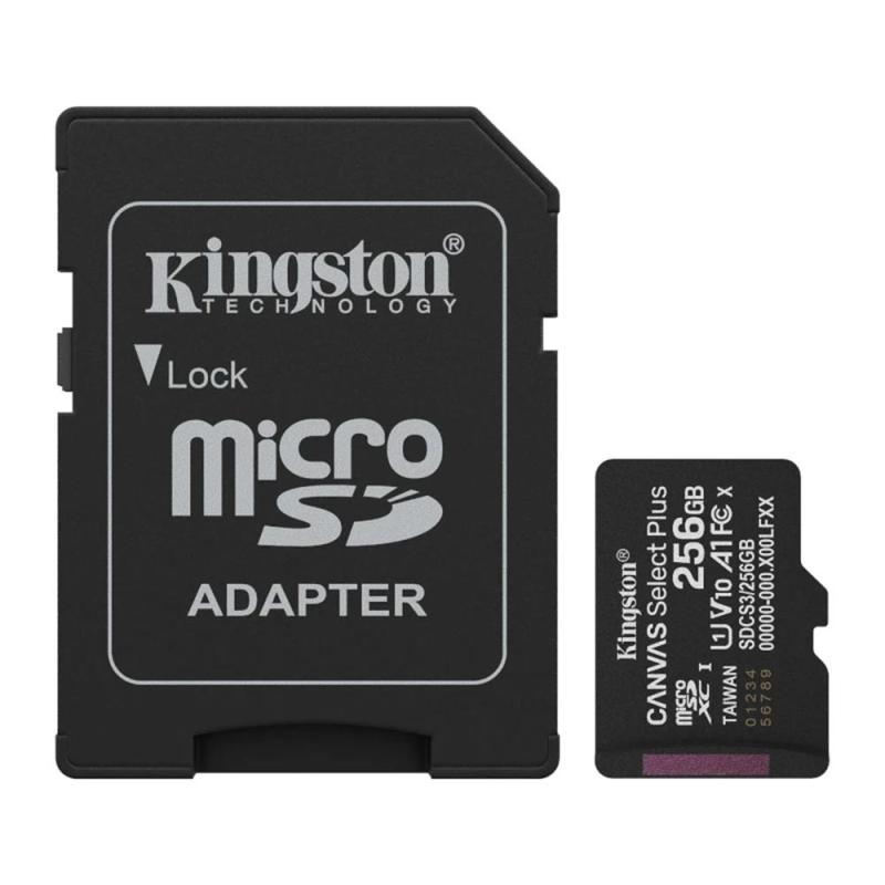 Tarjeta memoria micro secure digital sdxc 256gb kingston canvas select plus clase 10 uhs - 1 + adaptador sd