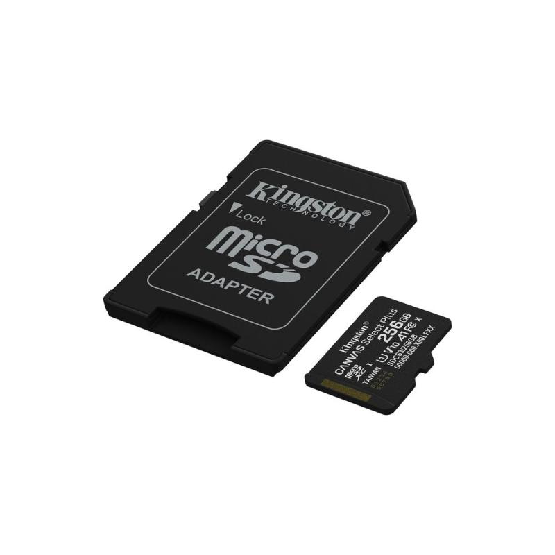 Tarjeta memoria micro secure digital sdxc 256gb kingston canvas select plus clase 10 uhs - 1 + adaptador sd