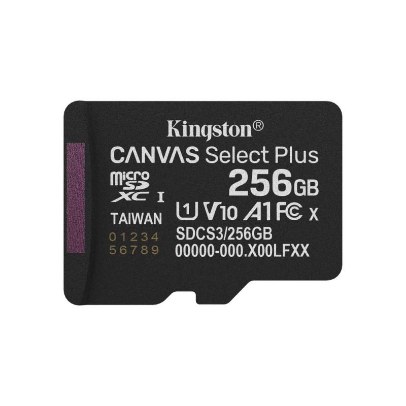 Tarjeta memoria micro secure digital sdxc 256gb kingston canvas select plus clase 10 uhs - 1 + adaptador sd