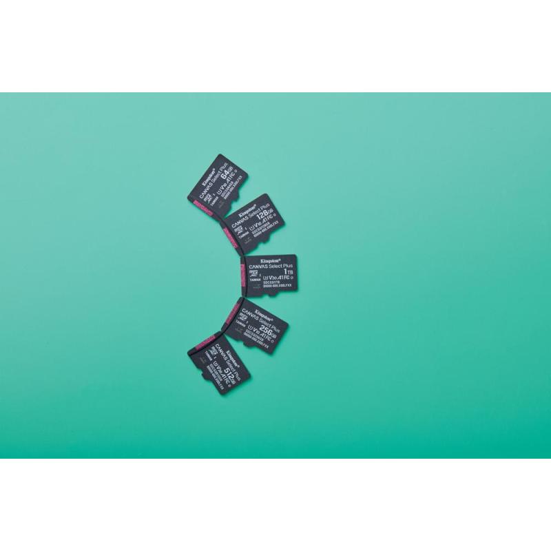 Tarjeta memoria micro secure digital sdxc 256gb kingston canvas select plus clase 10 uhs - 1 + adaptador sd