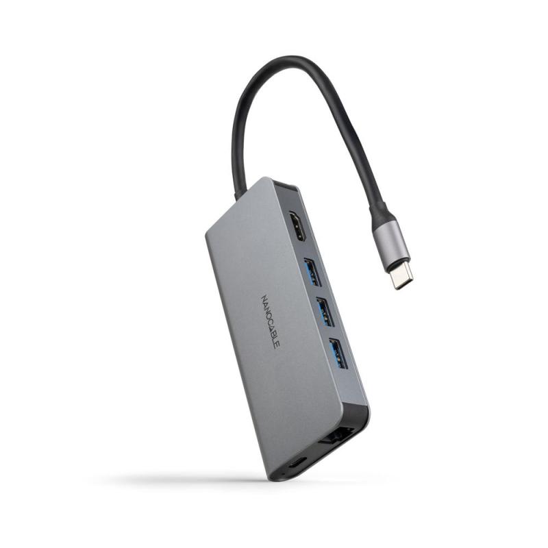 Hub coolbox usb - c 8 en 1 conversor usb - c 3.1 a 3xusb - a 3.0 + hdmi 4k@60hz + usb - c pd + rj45 1gbps + tf + sd aluminio gri