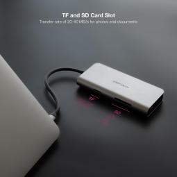 Hub coolbox usb - c 8 en 1 conversor usb - c 3.1 a 3xusb - a 3.0 + hdmi 4k@60hz + usb - c pd + rj45 1gbps + tf + sd aluminio gri