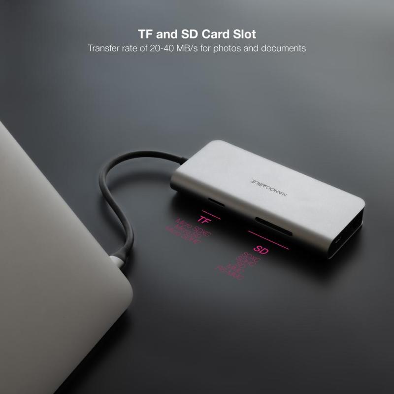 Hub coolbox usb - c 8 en 1 conversor usb - c 3.1 a 3xusb - a 3.0 + hdmi 4k@60hz + usb - c pd + rj45 1gbps + tf + sd aluminio gri