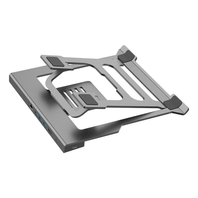 Atrildock coolbox aluminio usb - c a hdmi 4k - 3xusb - a - pd 100w - sd - microsd - rj45 pc - mac docking atril
