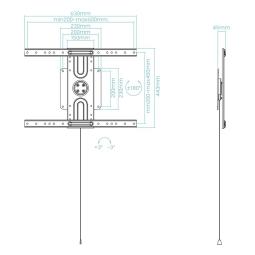 Soporte de pared tooq rotación 360° para pantallas 37 pulgadas - 80 pulgadas negro