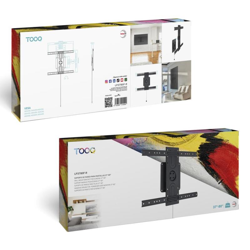 Soporte de pared tooq rotación 360° para pantallas 37 pulgadas - 80 pulgadas negro