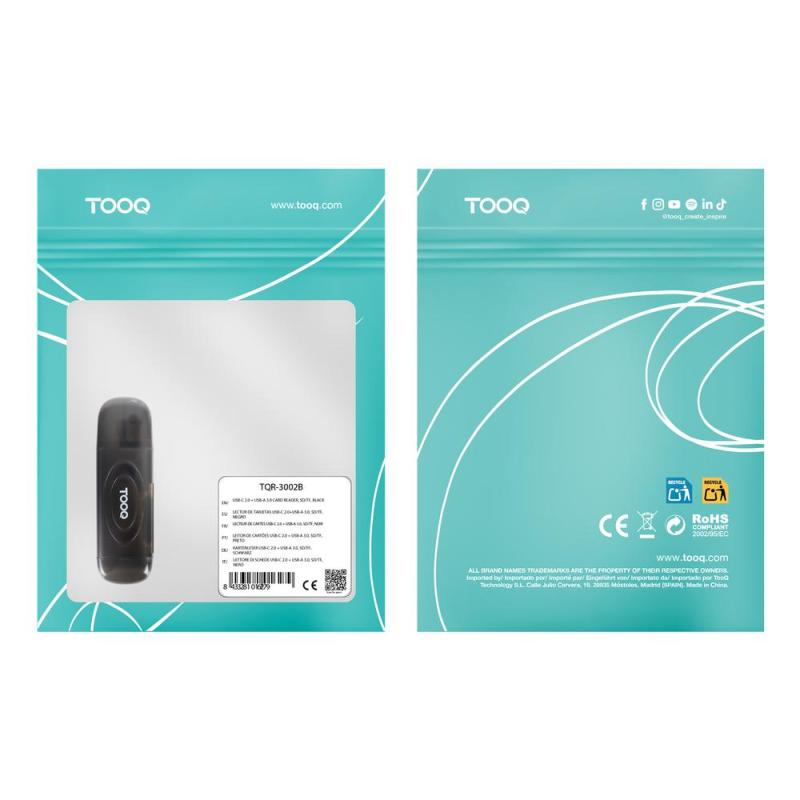 Lector tarjetas tooq usb - a 3.0 - sd - tf - negro