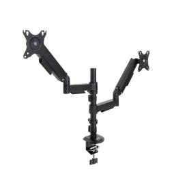 Soporte mesa tooq pantalla gira inclina 2 brazos 17 - 32 negro