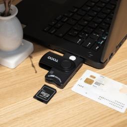 Lector tooq tarjetas inteligentes - dni electrónico - sim - sd - sf - usb - a - negro