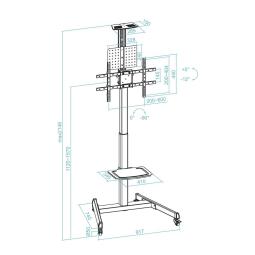 Soporte suelo ruedas tooq rotacion 90° cometa 37 - 70 pulgadas