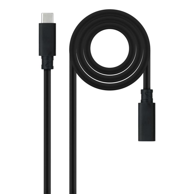 Cable prolongador nanocable usb - c 3.2 gen2x2 20gbp 100w - 5a - 4k - 60hz - usb - c - m - usb - c - h - negro - 1 m