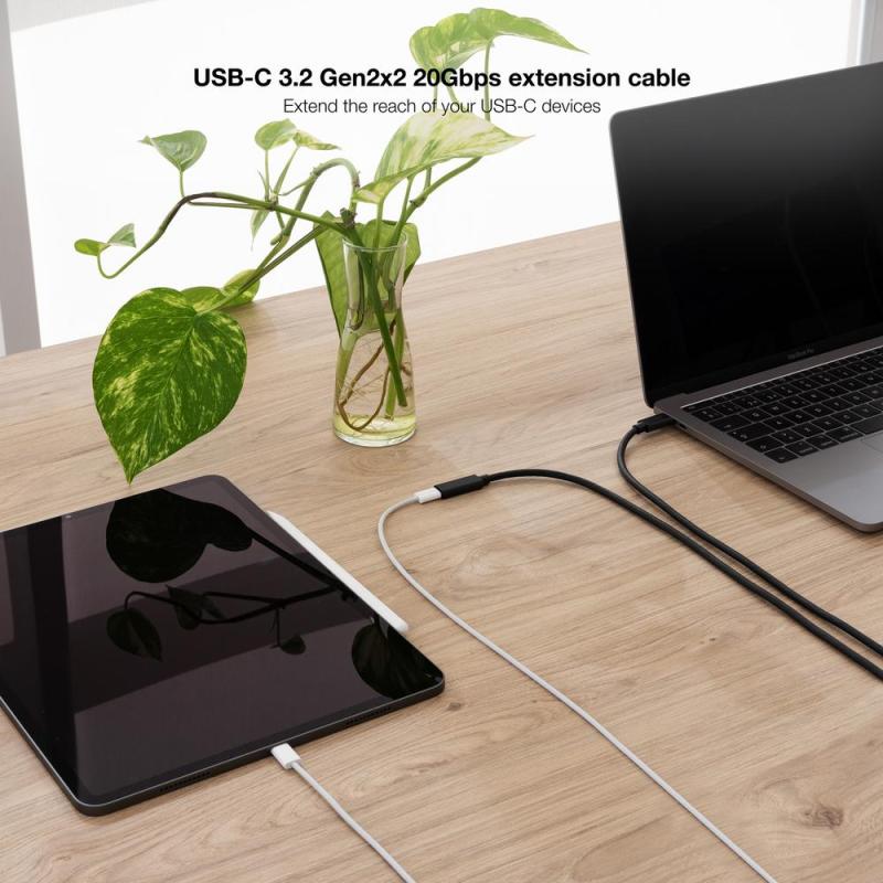 Cable prolongador nanocable usb - c 3.2 gen2x2 20gbp 100w - 5a - 4k - 60hz - usb - c - m - usb - c - h - negro - 1 m