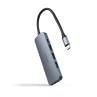 Hub nanocable usb - c 5 en 1 conversor usb - c 3.1 a 3xusb - a 3.0 + usb - c pd + hdmi aluminio gris 18 cm