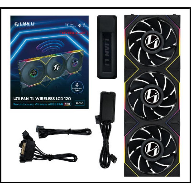 Ventilador caja gaming lian li unifan tl - lcd inalambrico argb 3x 120mm negro