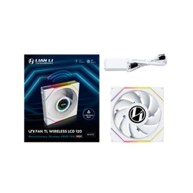 Ventilador caja lian li unifan tl - lcd wireless argb 120mm white