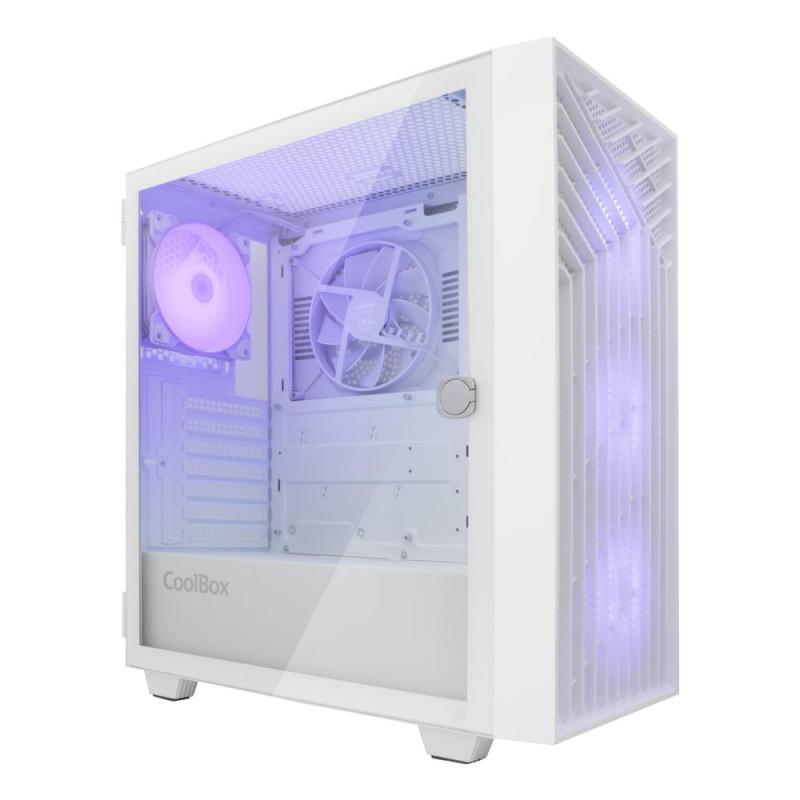 Caja ordenador gaming coolbox ga300 grid line atx argb cristal templado blanco