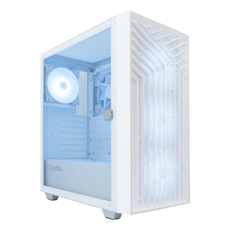 Caja ordenador gaming coolbox ga300 grid line atx argb cristal templado blanco