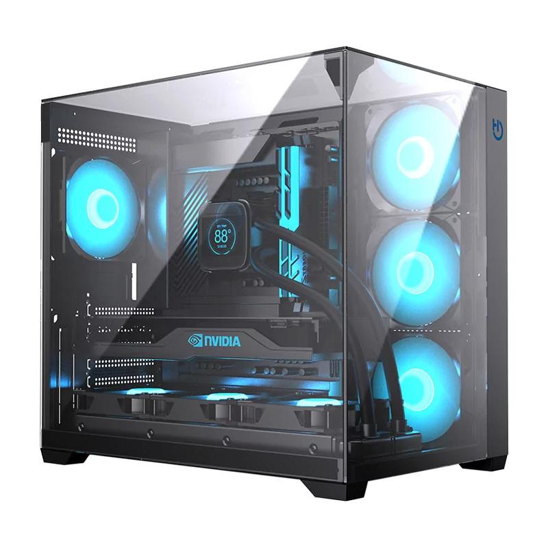 Caja ordenador gaming hiditec atx sky cristal templado negro