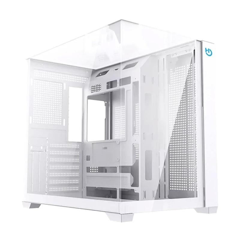 Caja ordenador gaming hiditec atx sky cristal templado blanco