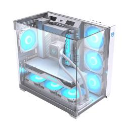 Caja ordenador gaming hiditec atx sky cristal templado blanco