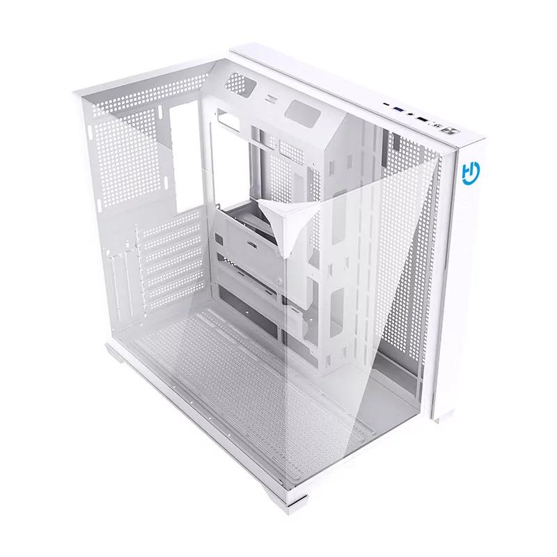 Caja ordenador gaming hiditec atx sky cristal templado blanco