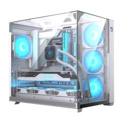 Caja ordenador gaming hiditec atx sky cristal templado blanco