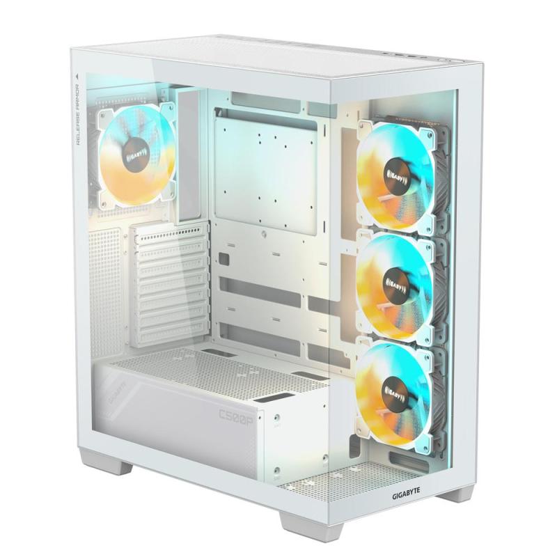 Caja ordenador gaming gigabyte c500 atx cristal templado blanca