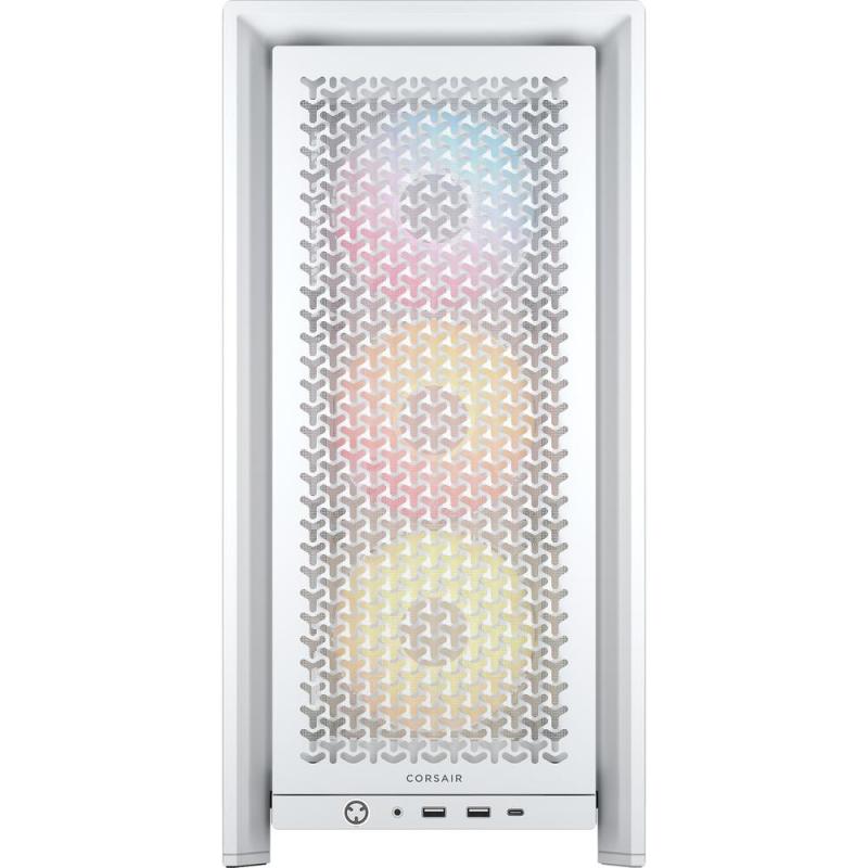Caja ordenador gaming corsair frame 4000d rs atx argb cristal templado blanca