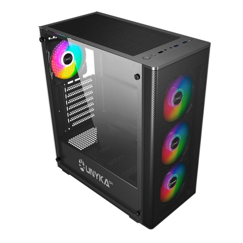 Caja ordenador gaming unykach mir 100 atx argb cristal templado negro