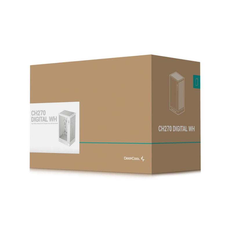 Caja ordenador gaming deepcool matx ch270 digital cristal templado blanca