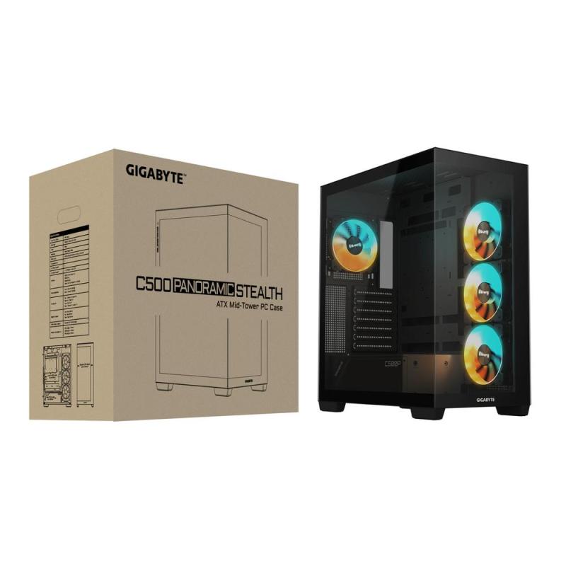 Caja ordenador gaming gigabyte c500 atx rgb vidrio usb 3.2 negra