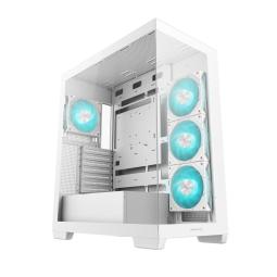 Caja ordenador gaming deepcool cg580 4f atx rgb cristal templado blanca