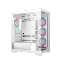 Caja ordenador gaming deepcool cg580 4f atx rgb cristal templado blanca