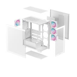 Caja ordenador gaming deepcool cg580 4f atx rgb cristal templado blanca