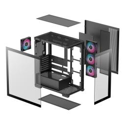 Caja ordenador gaming deepcool cg580 4f atx rgb cristal templado negra