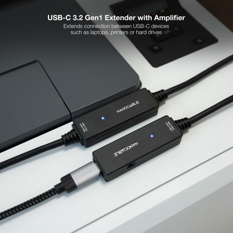 Cable prolongador nanocable con amplificador usb 3.2 gen1 usb - c - m - usb - c - h 10 m