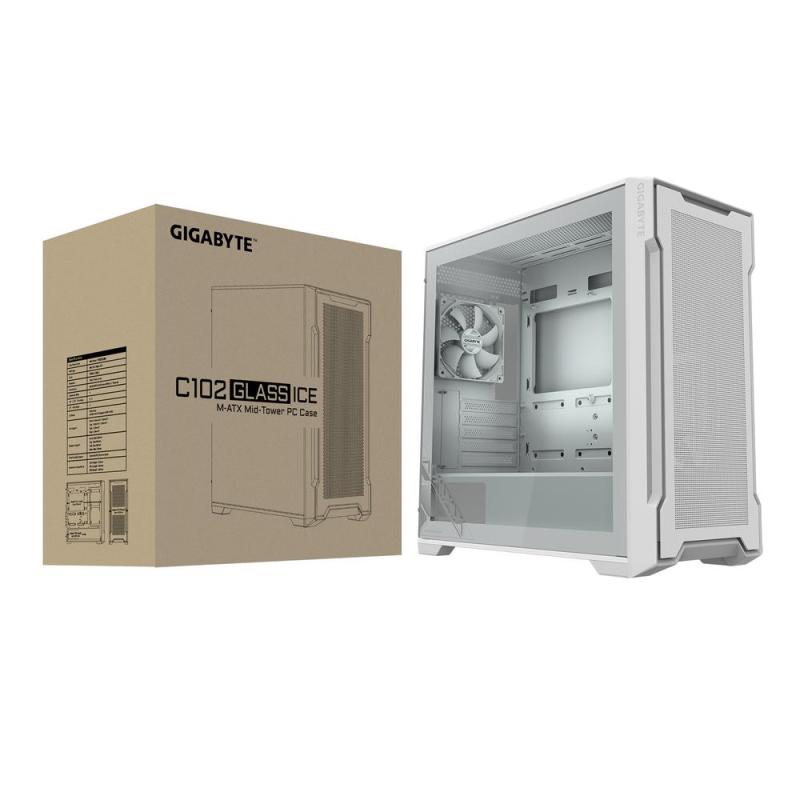 Caja ordenador gaming gigabyte c102 glass matx cristal templado blanca