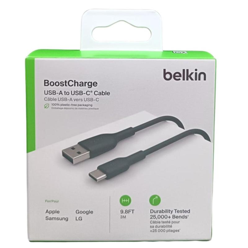 Cable usb tipo c a usb tipo a belkin 3m - macho - macho - negro