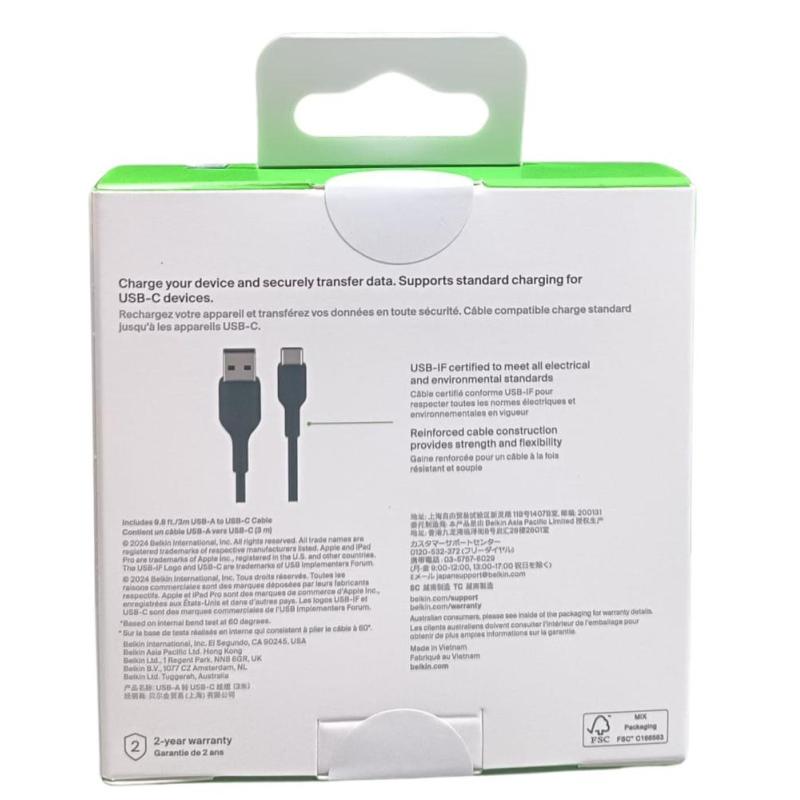 Cable usb tipo c a usb tipo a belkin 3m - macho - macho - negro