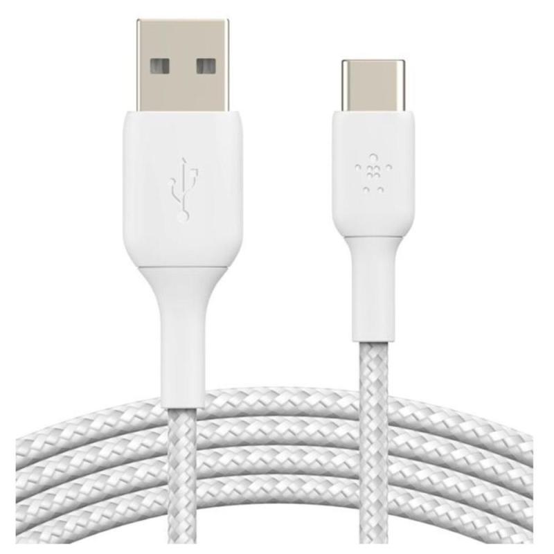 Cable usb tipo c a usb tipo a belkin 3m - macho - macho - blanco - trenzado