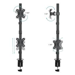 Soporte de mesa tooq 2 x 17 pulgadas - 32 pulgadas db1233tnv - b negro