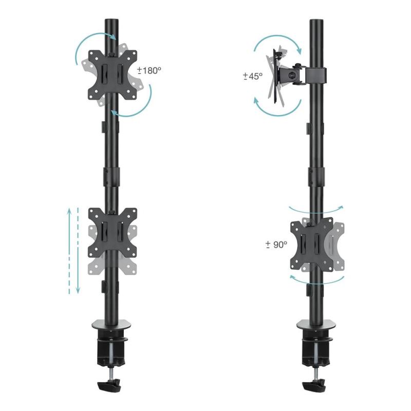 Soporte de mesa tooq 2 x 17 pulgadas - 32 pulgadas db1233tnv - b negro