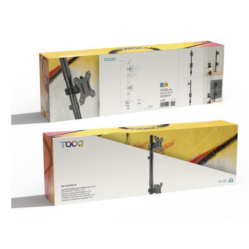 Soporte de mesa tooq 2 x 17 pulgadas - 32 pulgadas db1233tnv - b negro